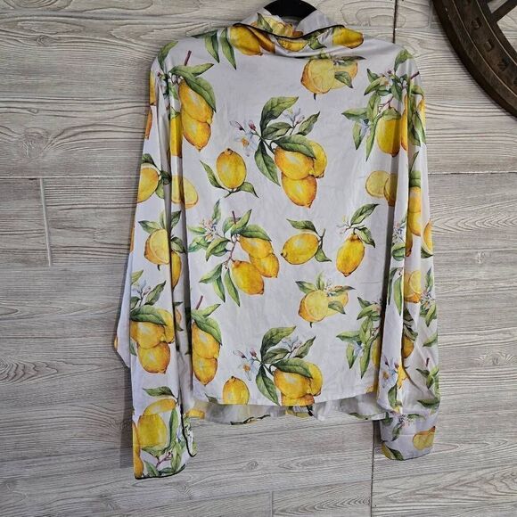 Averie Lemon Classy Button Down Womens SZ XXXL Satin Top - Picture 5 of 5